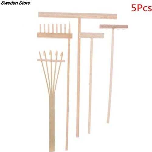 4pcs / 5Pcs Bamboo Zen Garden Rake Meditation Tools Home Decoration Relaxation Handcrafted Figurines Miniatures
