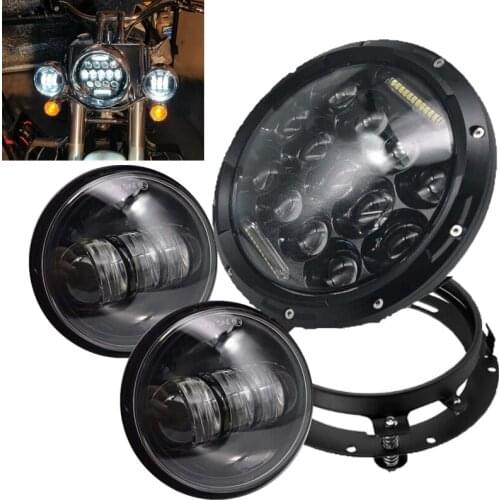 7 Inch LED Headlights With Mounting Bracket Ring DOT Motorcycle 4.5'' LED Passing Lamps for Electra Glide Ultra Limited Touring