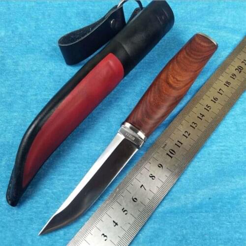 Free shipping Handmade 440C steel Hunting Knife Camping Survival Fixed Blade Tactical Knife wood handle