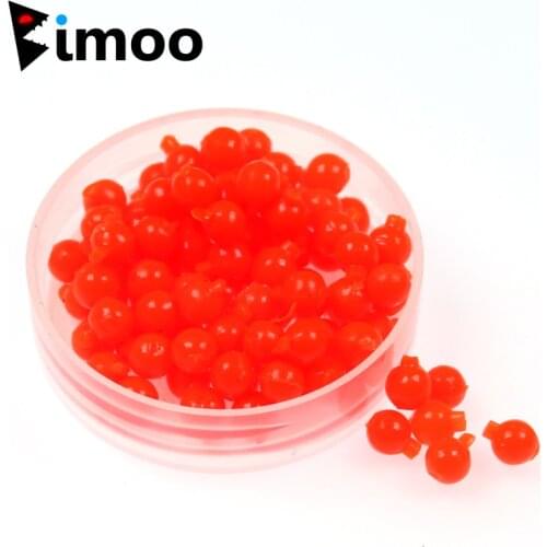 Bimoo 50pcs/bag 4mm Soft Realistic Salmon Fish Egg Fly Fish Roe Treble Hook Shank Bait UV Pink Orange Red