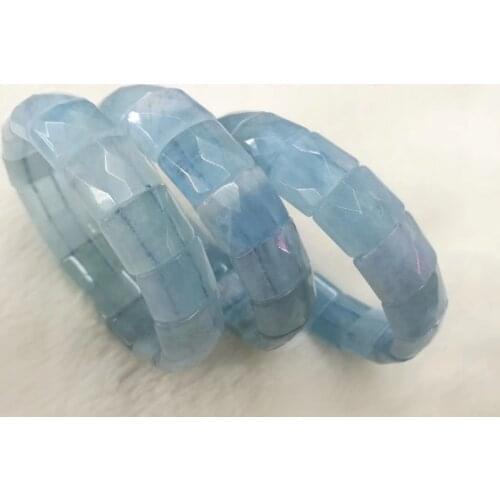 Natural aquamarine stone beads bracelet natural gemstone bangle natural stone jewelry for woman for gift wholesale