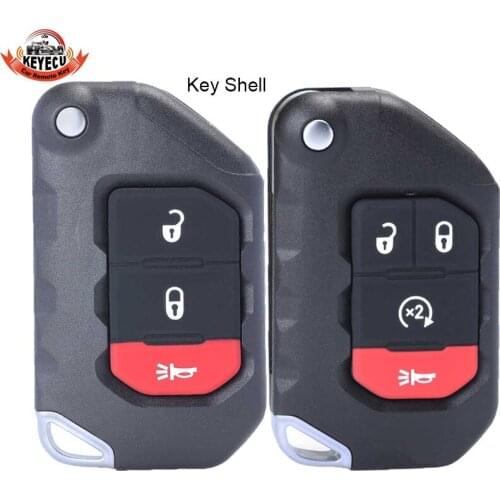 KEYECU Flip Remote Key Shell 3B / 4 Button Fob for 2018 2019 Jeep Wrangler 68292944AA OHT1130261