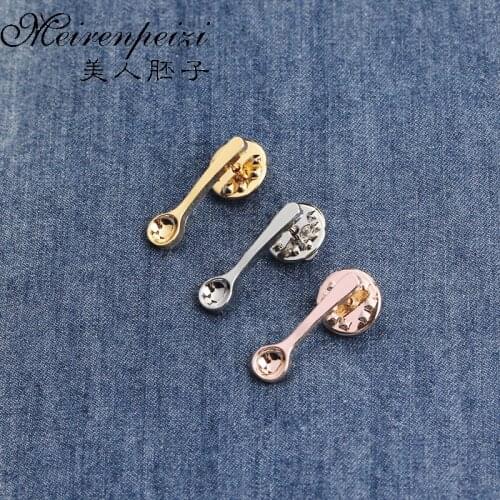 Spoon Lapel Pin Tableware Pins Mini Brooch For Kids Cutlery Jewelry Gifts Mental Pins Badge Button Denim Jackets Accessories