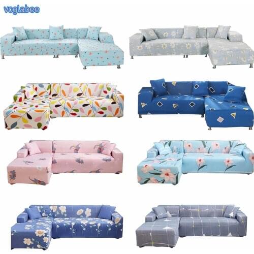 Floral Corner Sofa Cover L Shaped 1/2/3/4 Seater couch cover Elastic Printed Slipcover For Home Removable Adjustable Couch Cover