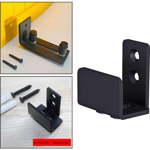 Black Wall Mounted Sliding Barn Door Bottom Floor Guide with