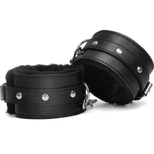Black Plush Leather Bondage Ankle Cuffs For Sex Toys For Woman Bondage Bdsm Sex Women Sex Accessories For Adults Female