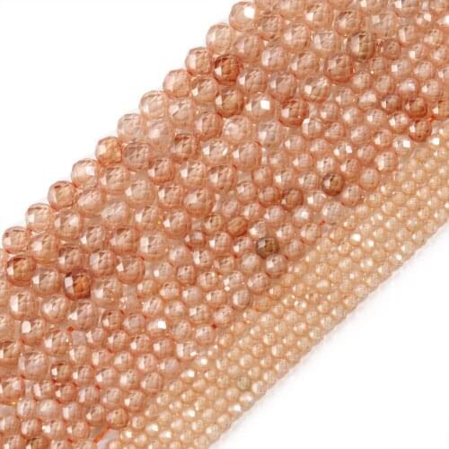 2 3 4mm Faceted champagne Zircon Round Beads Multicolor Cubic Zirconia Rhinestone Beads for Jewelry Making Diy Bracelet Strand