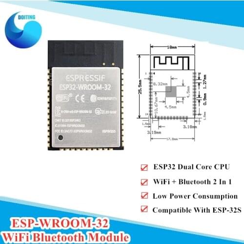 DOIT ESP-32S ESP-WROOM-32 ESP32 ESP-32 Bluetooth+WiFi Dual Core CPU Module with Low Power Consumption MCU ESP-32