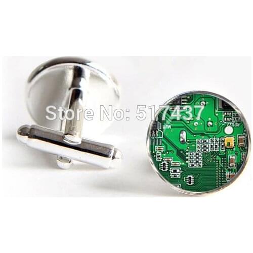 J-21 1 pair wholesale Shirt Cufflinks Computer Circuit Board Cufflinks green Circuit Board Cuff link cuff links designer brand