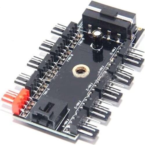 Cable PWM 12V 4Pin Power Supply Adapter Cooling Fan Hub Splitter Newest Black PC 1 To 10 4Pin Molex Cooler for PC Mining