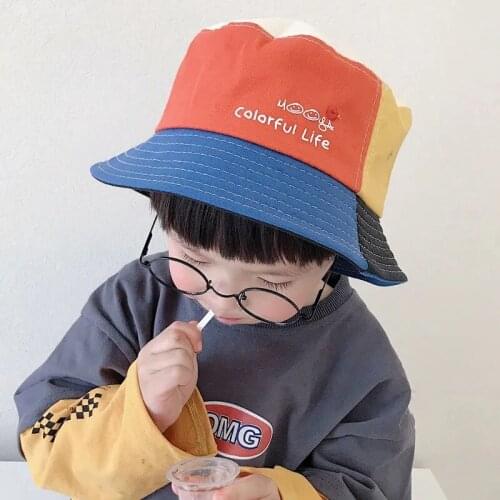 Korean Version Infant Toddler Baby Fisherman Cap Sunshade For Girl Sun Hat Beach Boy Bucket Hats Patchwork Color Kids Basin Caps