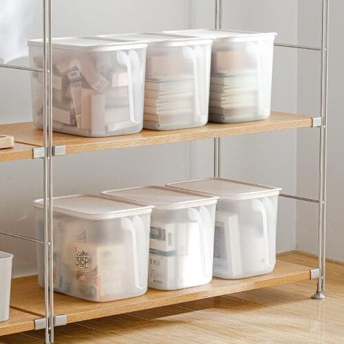 Kitchen Cabinet Storage Box Transparent Sealed Organizer Box With Handle Sundries Food Storage Plastic Container With Lid