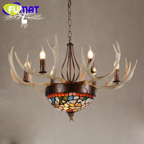 FUMAT Antlers Resin Chandelier Lamp Modern LED Antler Chandelier Lustre Restaurant Chandeliers Vintage led light Novelty Lightin