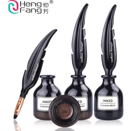 HengFang Eyes Makeup 3 Colors Feather Shape Cushion Eyebrow Cream Waterproof Long-lasting EyeBrow Pencil Enhancer 2.5g #53136