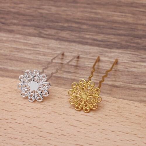20 PCS 75*10mm Metal Iron Copper Hair Sticks 17mm Flowers Hair Sticks U Shape Hair Pins Base Setting For Jewelry Making