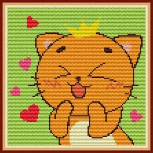 Crown Cat cross stitch kit aida 14ct 11ct count print canvas cross stitches needlework embroidery DIY handmade