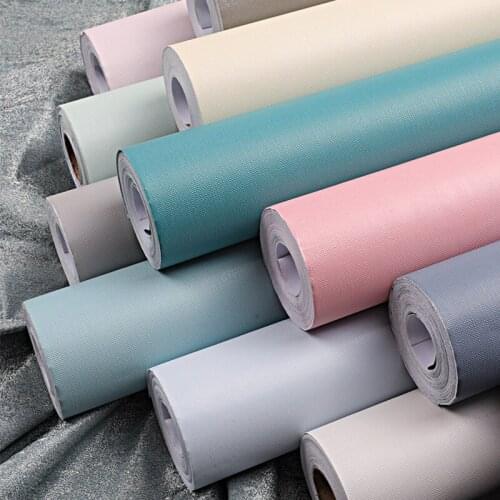 New PVC Self-Adhesive Wallpaper for Living Room Bedroom Solid Color Waterproof Wall Stickers Cabinet Contact Paper Wallcovering