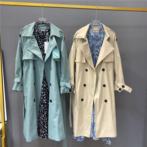 2020 Autumn New Korean Classic Long Coats Women Solid Casual Simple Joker Button Windbreaker Girl Graceful Solid Basic Overcoat