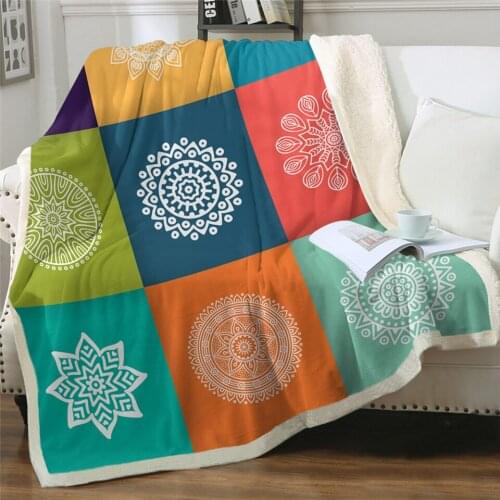 Newest Bohemian Blanket for Beds Floral Paisley Thin Quilt Sky Blue Mandala Bedspread Fashion blanket