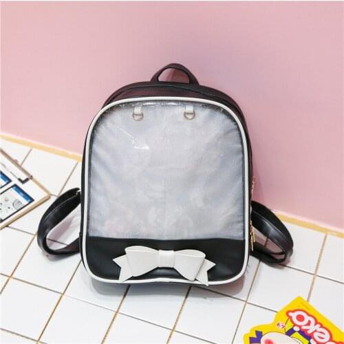 New Transparent Sweet Lolita Japanese Anime Neko Atsume Korea Ita Bag Candy Backpack PU JK Girl Cosplay