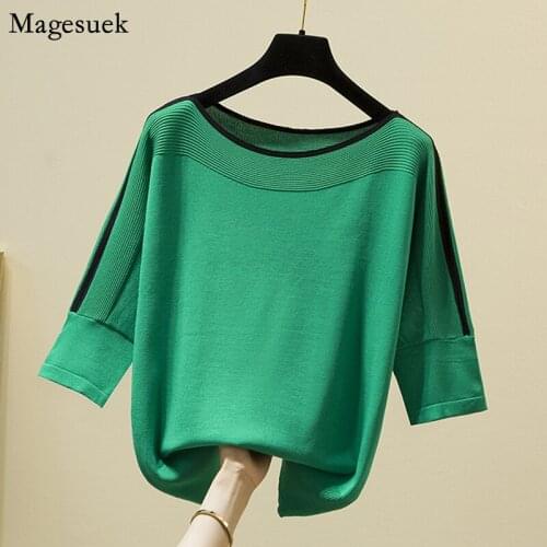 Solid Ice Silk Casual T-shirt Summer Loose Knitted Fashion Women Tops Pullover Short Sleeve Thin Women Tee Clothing Blusas 14425