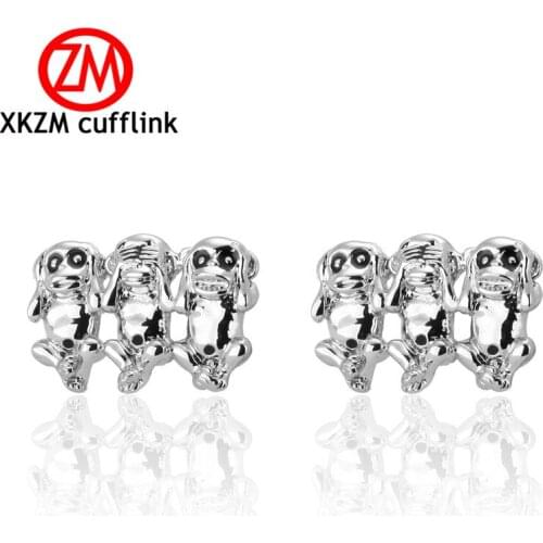 Formal Three monkeys Cufflink for Mens Suits Buttons Geometric Wedding Cufflink French Grooms Shirt Brand Cuff Links