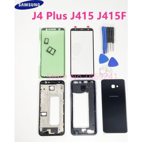 Complete Case Parts For Samsung Galaxy J4+ 2018 J4 Plus J415 J415F Front Screen Glass Lens Middle Frame Back Cover Full Housing