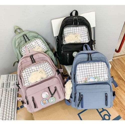 Pvc Front Pocket Schoolbag Girls Travel Bag 2021 Fashion Backpack Women Waterproof Nylon Backpack To School Transparent