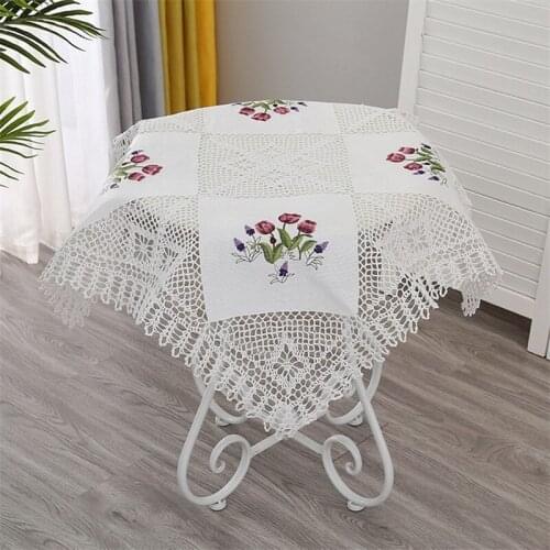 Retro Hand Crochet Stitching Cotton Tablecloth Study Bedroom Balcony Small Round Table TV Cabinet Cover Cloth Decoration Tapete