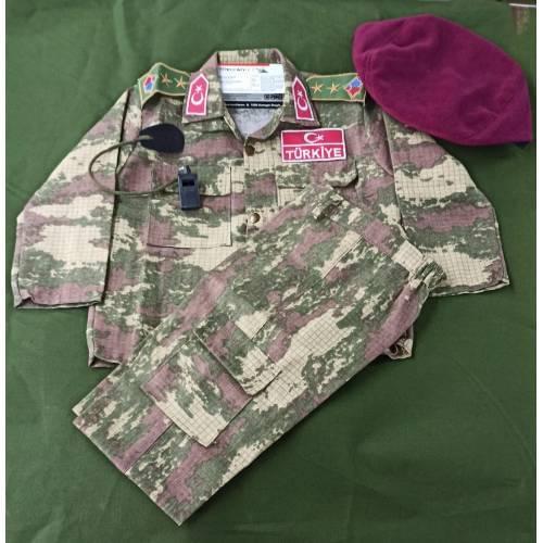 CHILD SOLDIER DRESS WHISTLE HEDİYELİ BURGUNDY BERELİ 1 WITH 10 YEARS BREAK