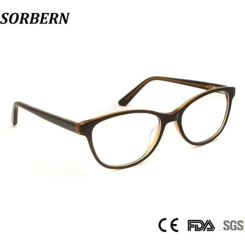 SORBERN Cat Eye Glasses Frames Optical Sexy Style Women Eyeglasses Acetate Prescription Eyewear Fashion Myopia Glasses