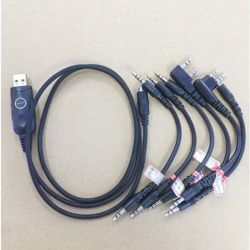 Honghuismart 6 in 1 USB programming cable for kenwood,baofeng,motorola,yaesu,hytera,mag one a8,for icom etc walkie talkie