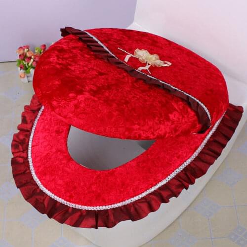 High-Grade Gold Velvet Toilet Seat Cover Set Toilet Seat Cushion Universal Luxury Toilet Cover Waterproof Toilet Ring Pad Mat