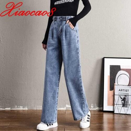 Woman Denim Pants High Waist Wide Leg Jeans Autumn Winter New Style Loose Sweatpants Zipper Fly Straight Street-Wear Trousers