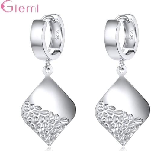 Geometric Creative 925 Sterling Silver Rhombus Hoop Earring for Women Fashion Personality Jewelry Earrings Brincos Oorbellen