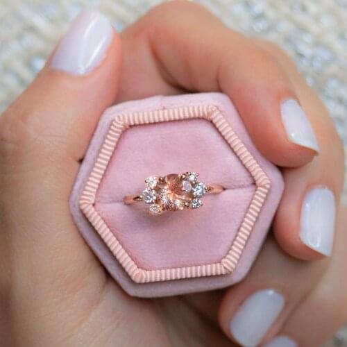 High quality rose gold Crystal Zircon Ring Jewelry Plated Rose Gold Color Engagement Wedding Ring for Women Size 6-10