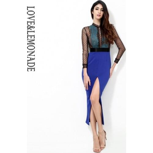 LOVE&LEMONADE NEW Blue Lace Stitching Party Dress LM80219