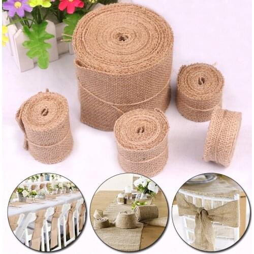 1pc Natural Rustic Jute Fabric Rolls Burlap Handwork Sewing Crafts DIY Hessian Hemp Ribbon Christmas Decoration for Home