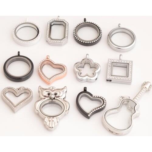 10pcs/lot, random mix floating lockets, with free 50-55cm chain
