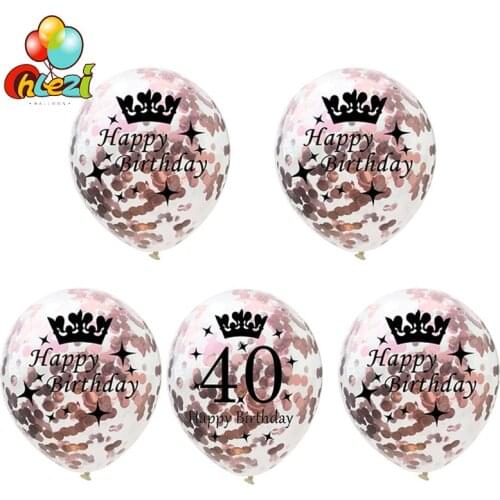5pcs Birthday balloon Round helium globos 18 21 30 40 50 60 years old decor Gold silver Rose Gold Confetti balloon Girl' gifts