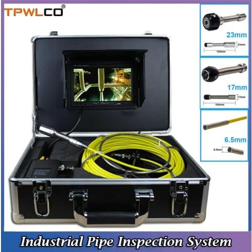 6.5mm/17mm/23mm Waterproof Industrial Endoscope Camera 20m Cable 7inch Industrial Pipe Inspection System With DVR Function