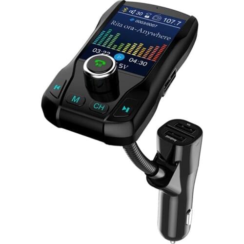 Car FM Transmitter 1.8'' Screen Display MP3 Player Hands-free Radio Kit Dual USB Support Smartphone Charging Car Accessories