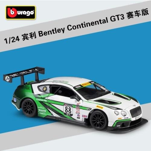Bburago Diecast 1:24 Continental GT3 Racing Car Static Simulation Alloy Model Car Adult Collection Toys for Kids