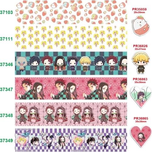 Free shipping characters printed grosgrain ribbon 37103