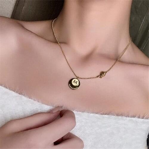 316L Stainless Steel 2021 New Fashion Upscale Jewelry 2 Layer M Lettering Charms Chain Beaded Choker Necklaces Pendant For Women