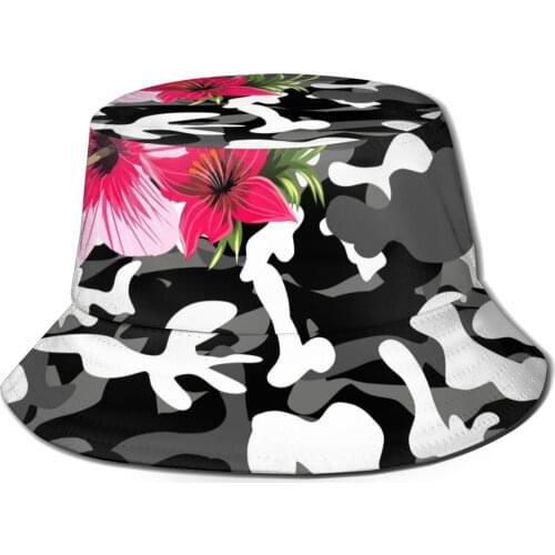 CINESSD Bucket Hat Unisex Bob Caps Hip Hop Gorros Military Flowers Camouflage Summer Panama Cap Beach Sun Fishing Hat