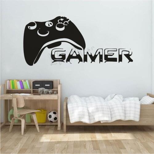 Kids Games Room Wall Art Decal Gamers Controller Vinyl Wall Sticker Game Pattern Removable Wall Poster Vinyls Wall Art Decor