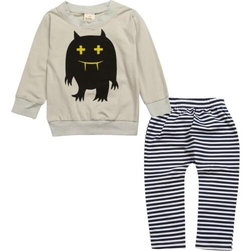 Baby Clothing Newborn Boys Girls Sets Long-Sleeved T-Shirt+Striped Pants Suit Toddler Unisex Cartoon Cotton Pullover Clothes