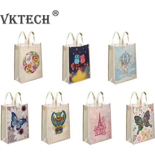 DIY Diamond Painting Shopping Bags Mosaic Drill Eco-friendly Tote Home Organizer Youth Ladies Simple Versatile Bag