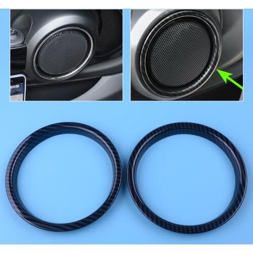 DWCX 1 Pair Plastic Carbon Fiber Style Black Interior Door Speaker Ring Cover Fit For Mini Cooper F56 F57 2016 2017 2018 2019
